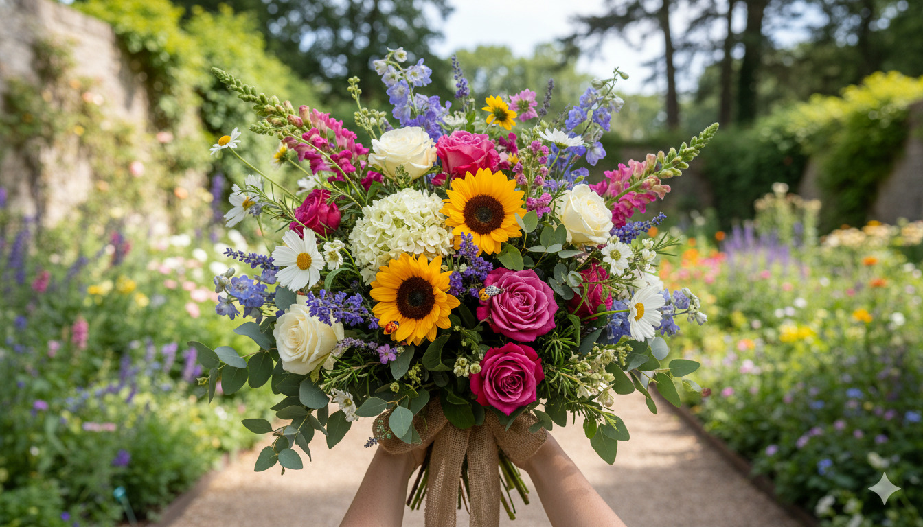 Botanical Garden bouquet with mixed seasonal flowers